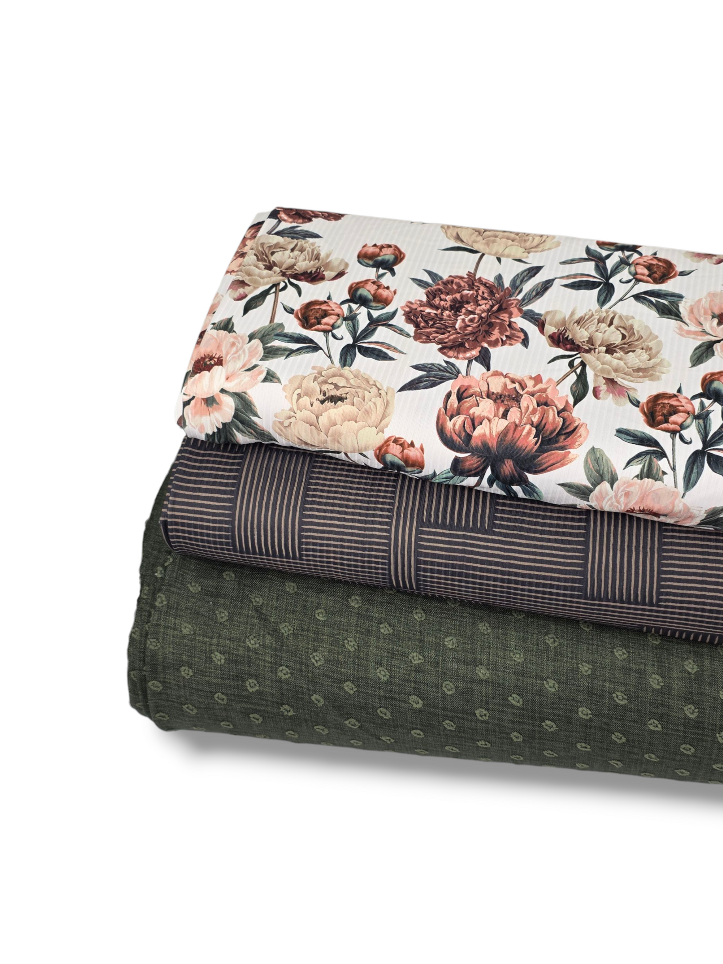 Round Linen Swiss Dot Forest Green