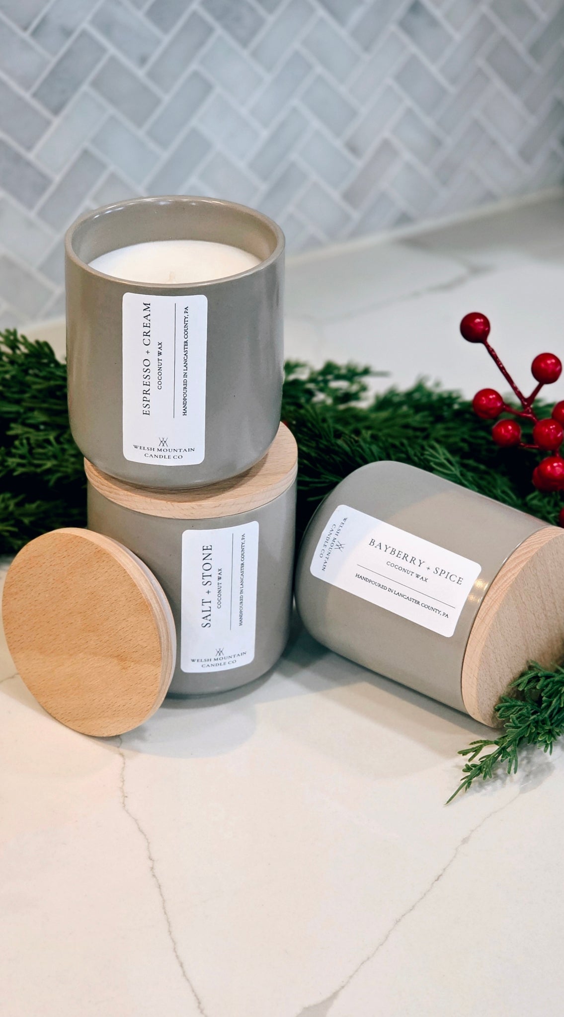Salt + Stone Coconut Wax Homestead Stone Bamboo Lid