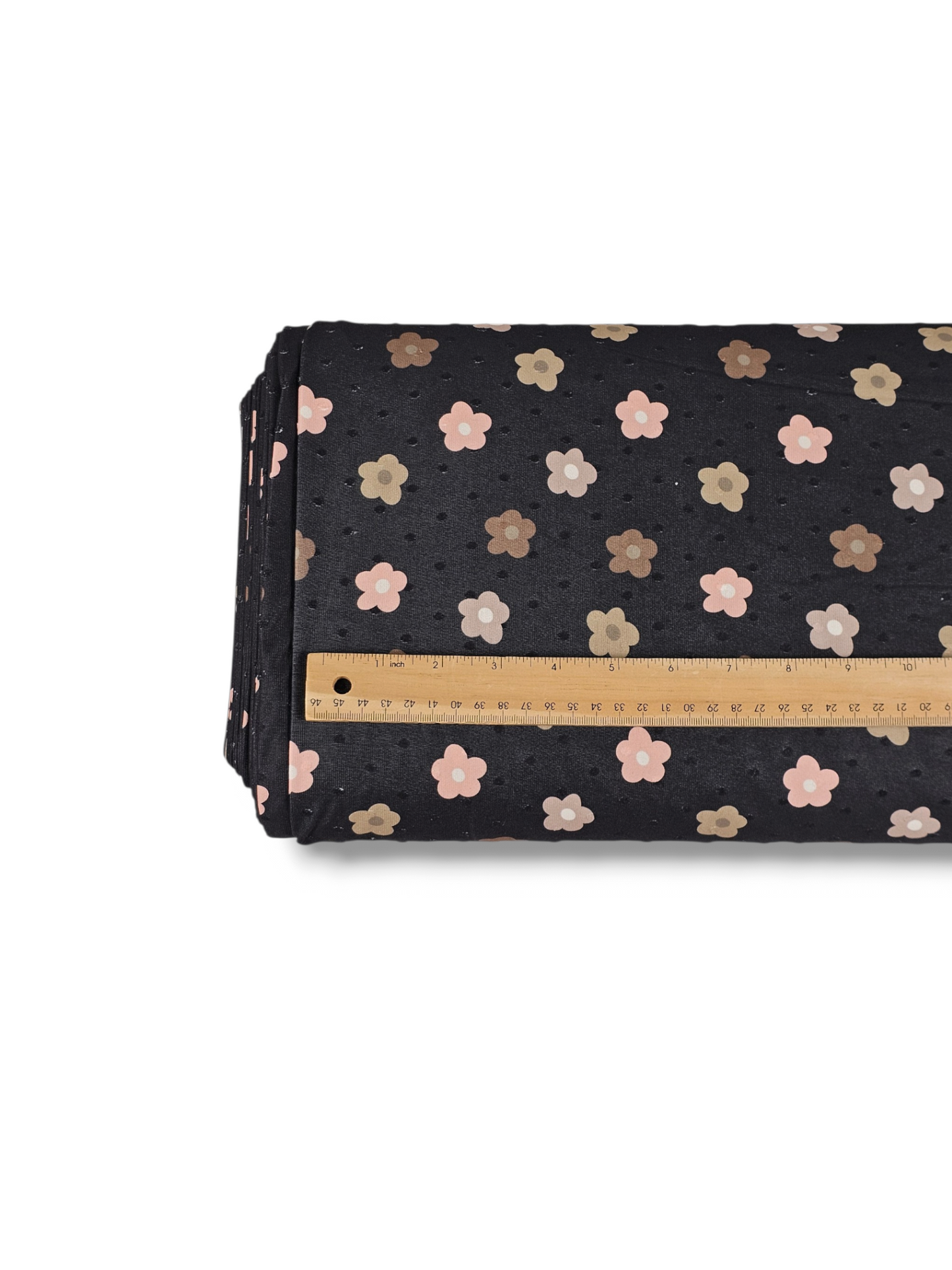 *Unique Design* Swiss Dot Knit Retro Daisy Black
