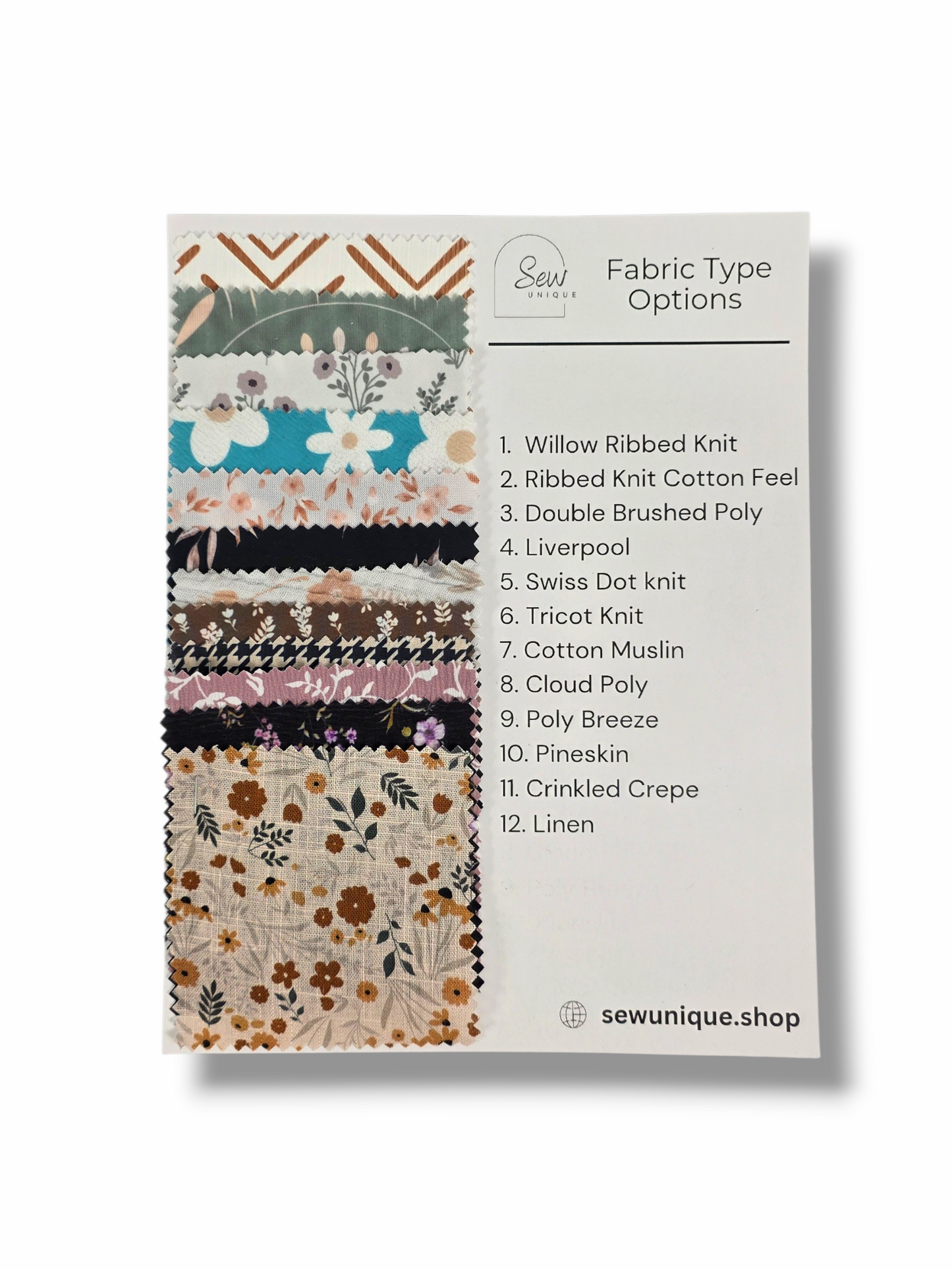 Fabric Type Sample Sheet