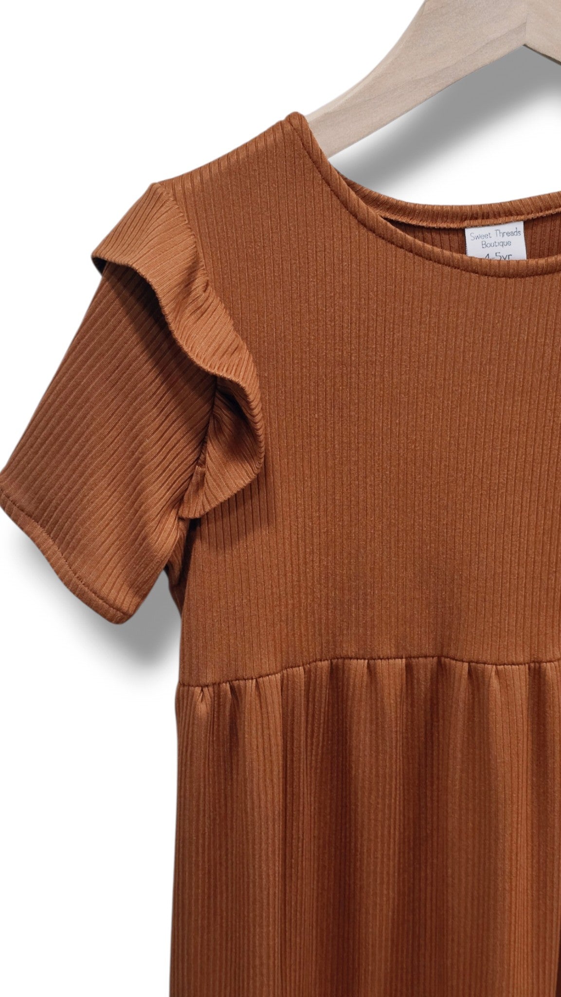 4-5 Yr Solid Burnt Orange Knit Dress