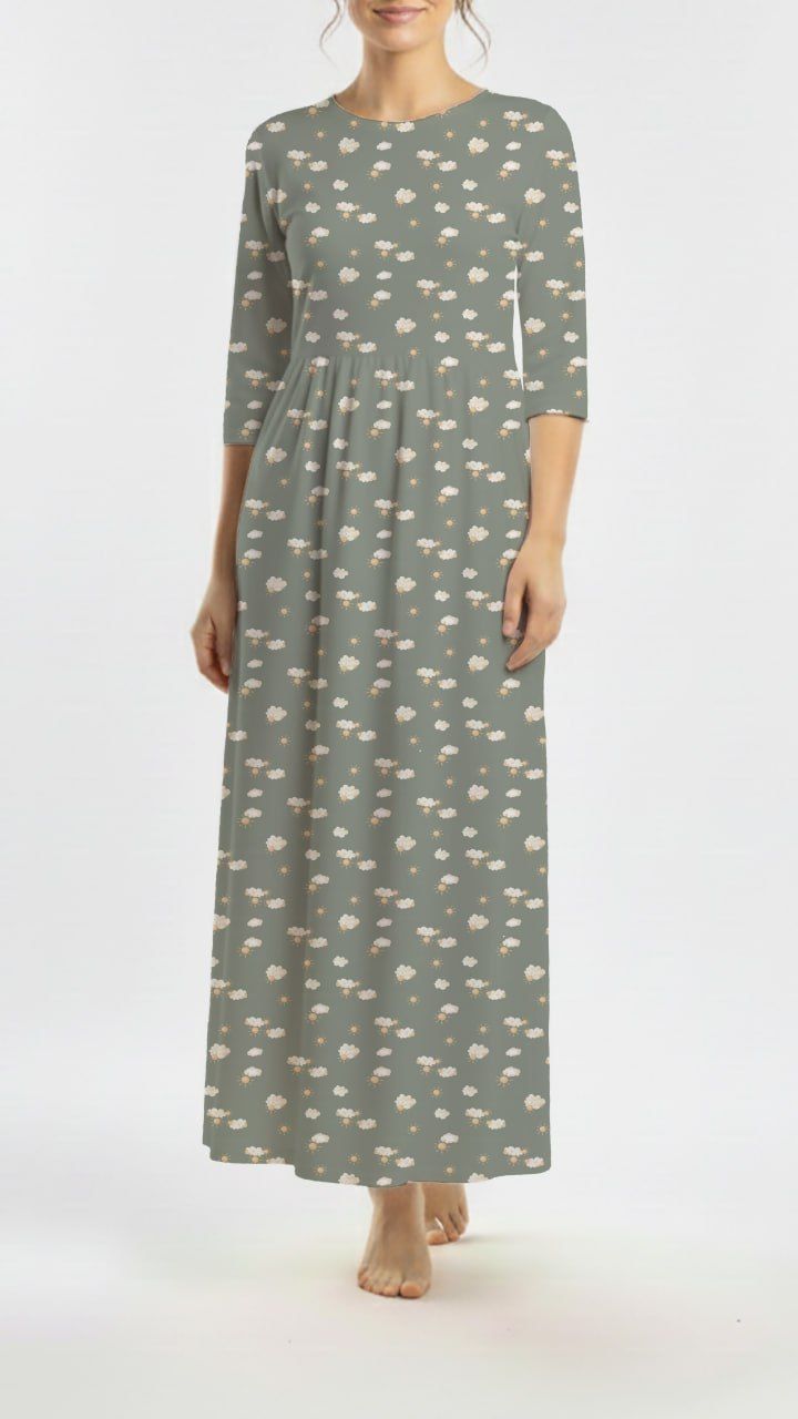 *Unique Design* Swiss Dot Knit Sunny Skies Gray