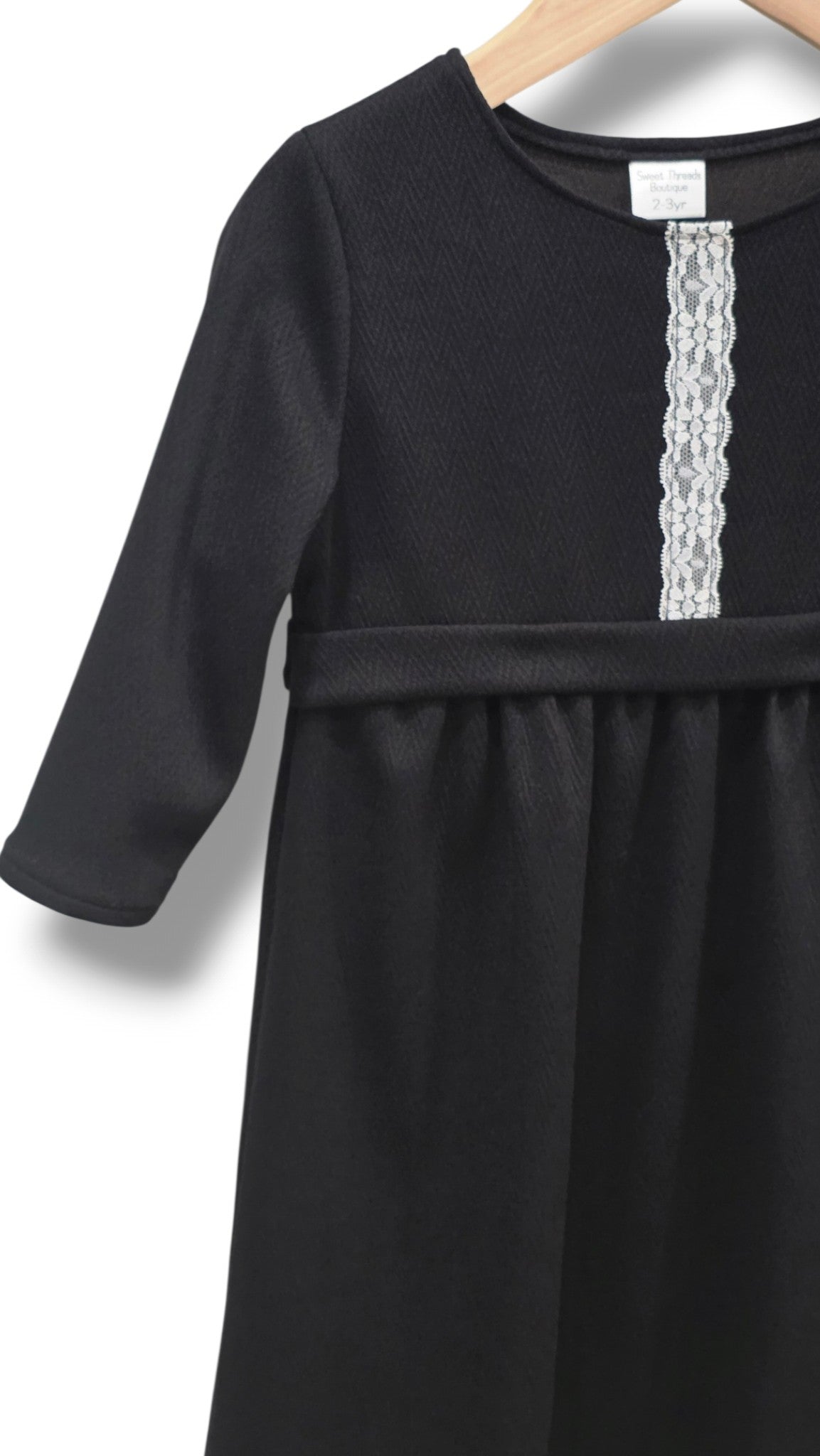 2-3 Yr Solid Knit Black Dress