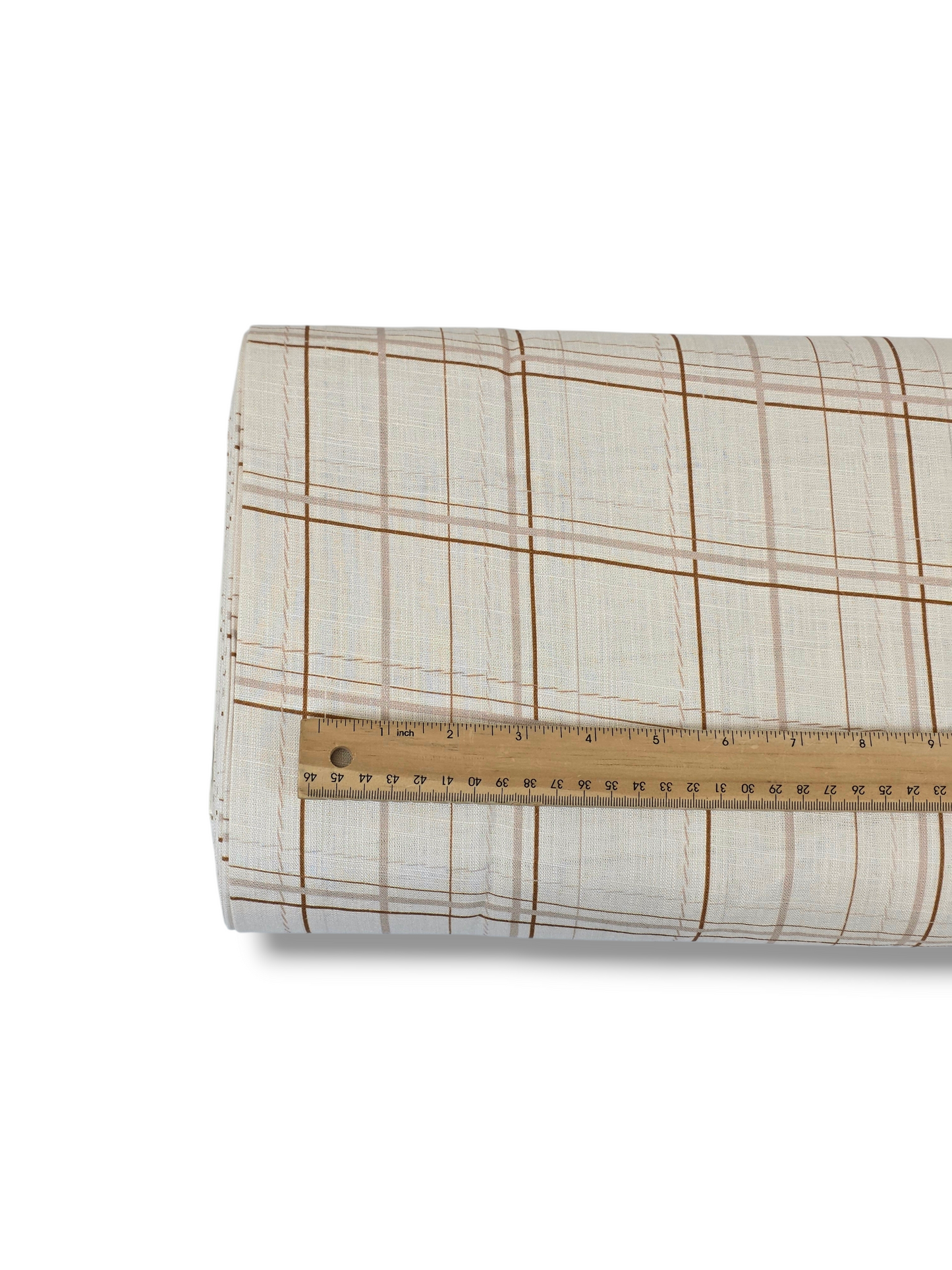 * Unique Design * Linen Patchwork Plaid Vintage Brown