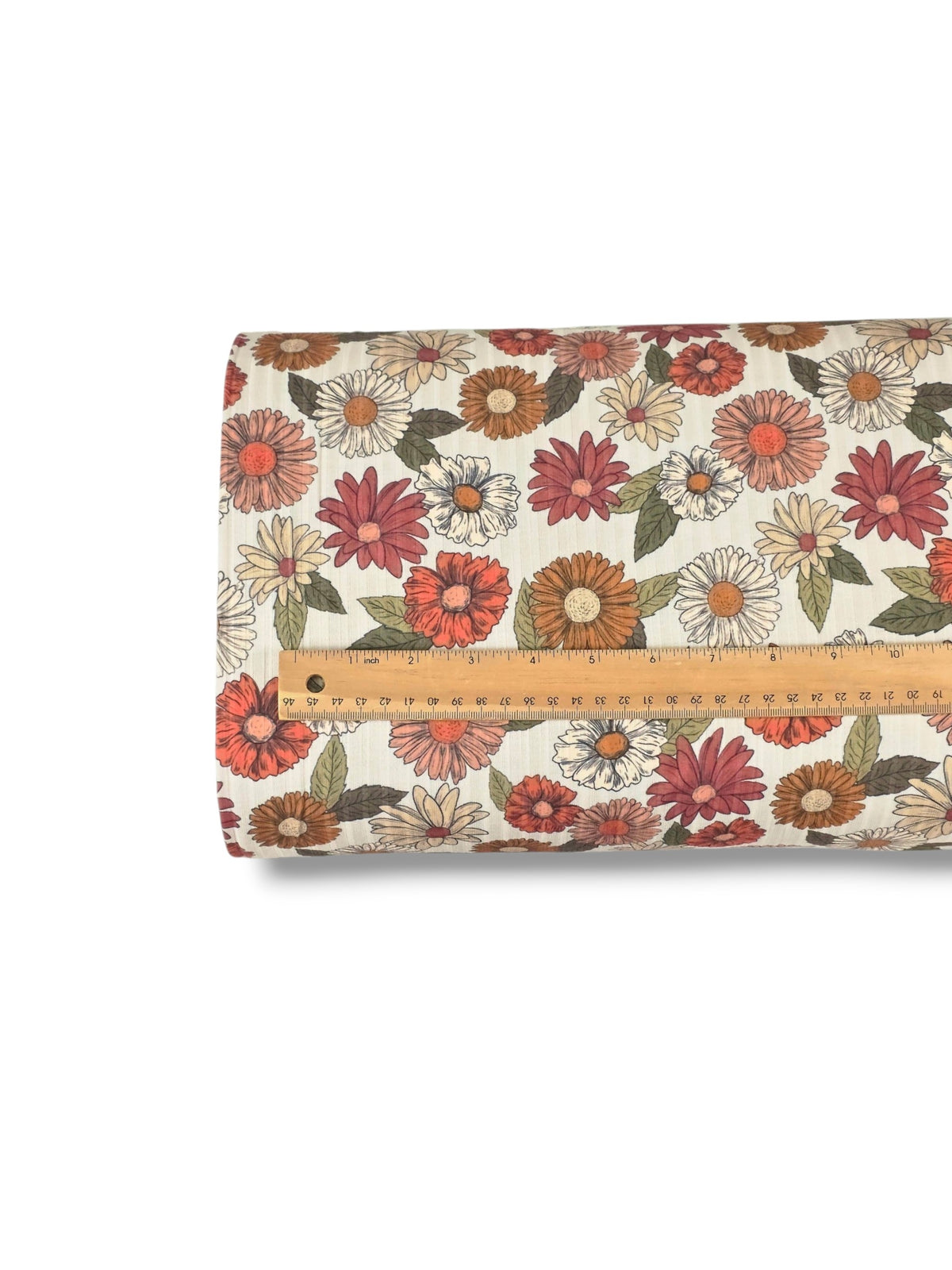 * Unique Design * Ribbed Knit Cotton Feel Blossom Patch Tan