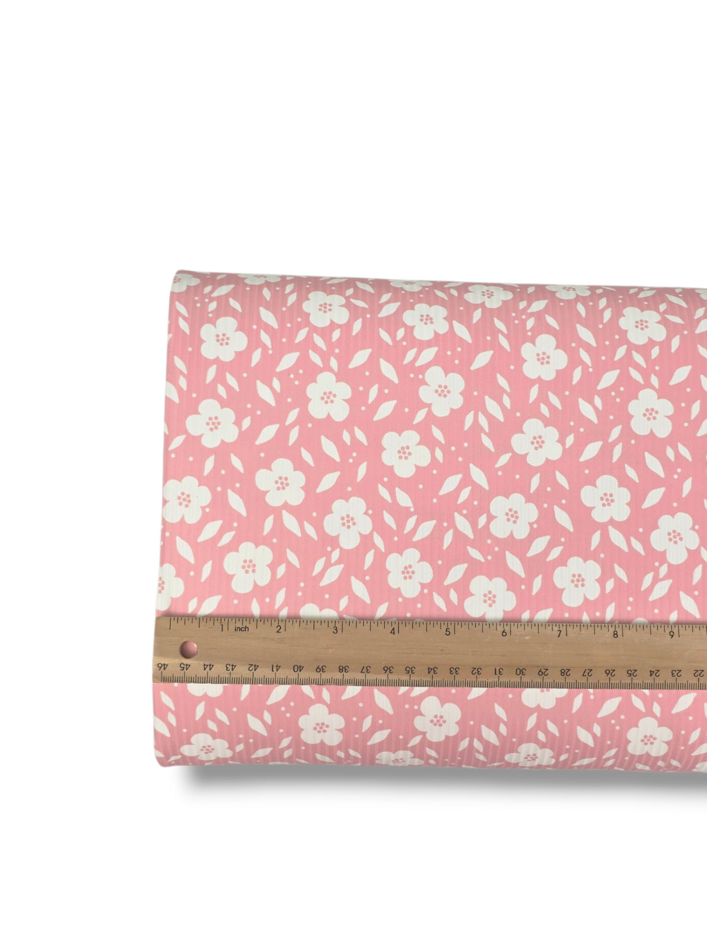 *Unique Design* Willow Ribbed Knit White Flower Field Pink