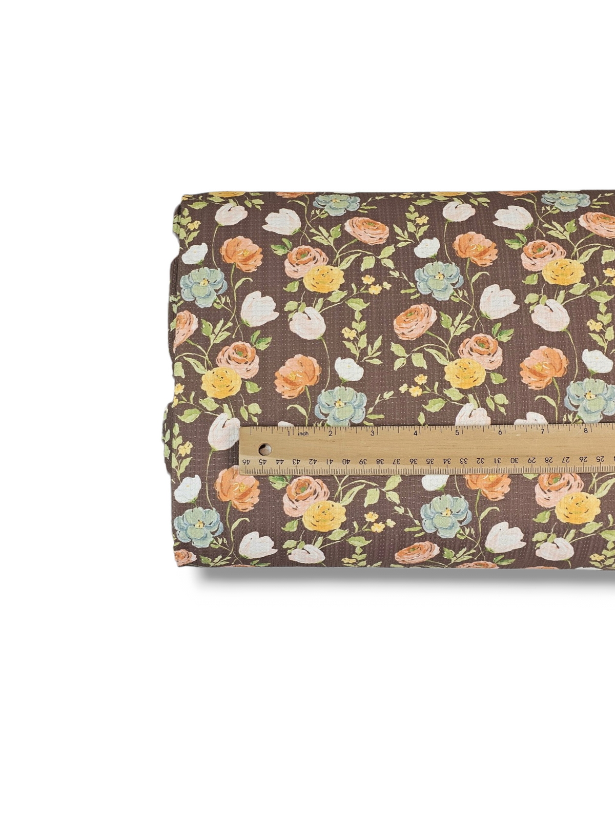* Unique Design * Pointelle Autumn Floral Scape Brown