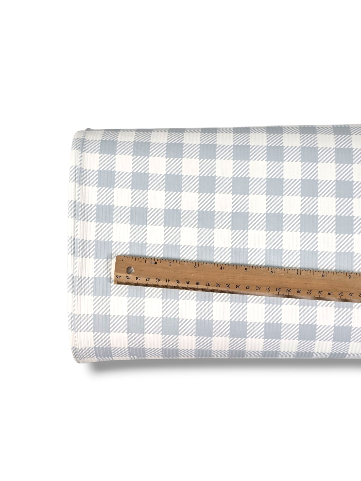 *Unique Design* Willow Ribbed Knit Dusty Blue Gingham