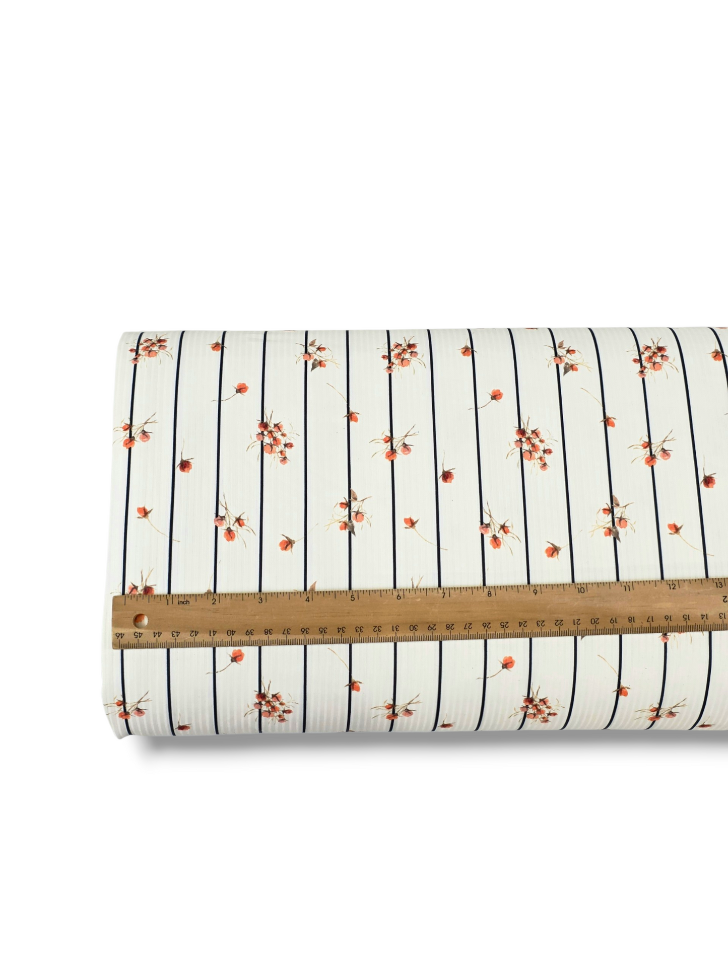 *Unique Design* Willow Ribbed Knit Simple Floral Stripe White