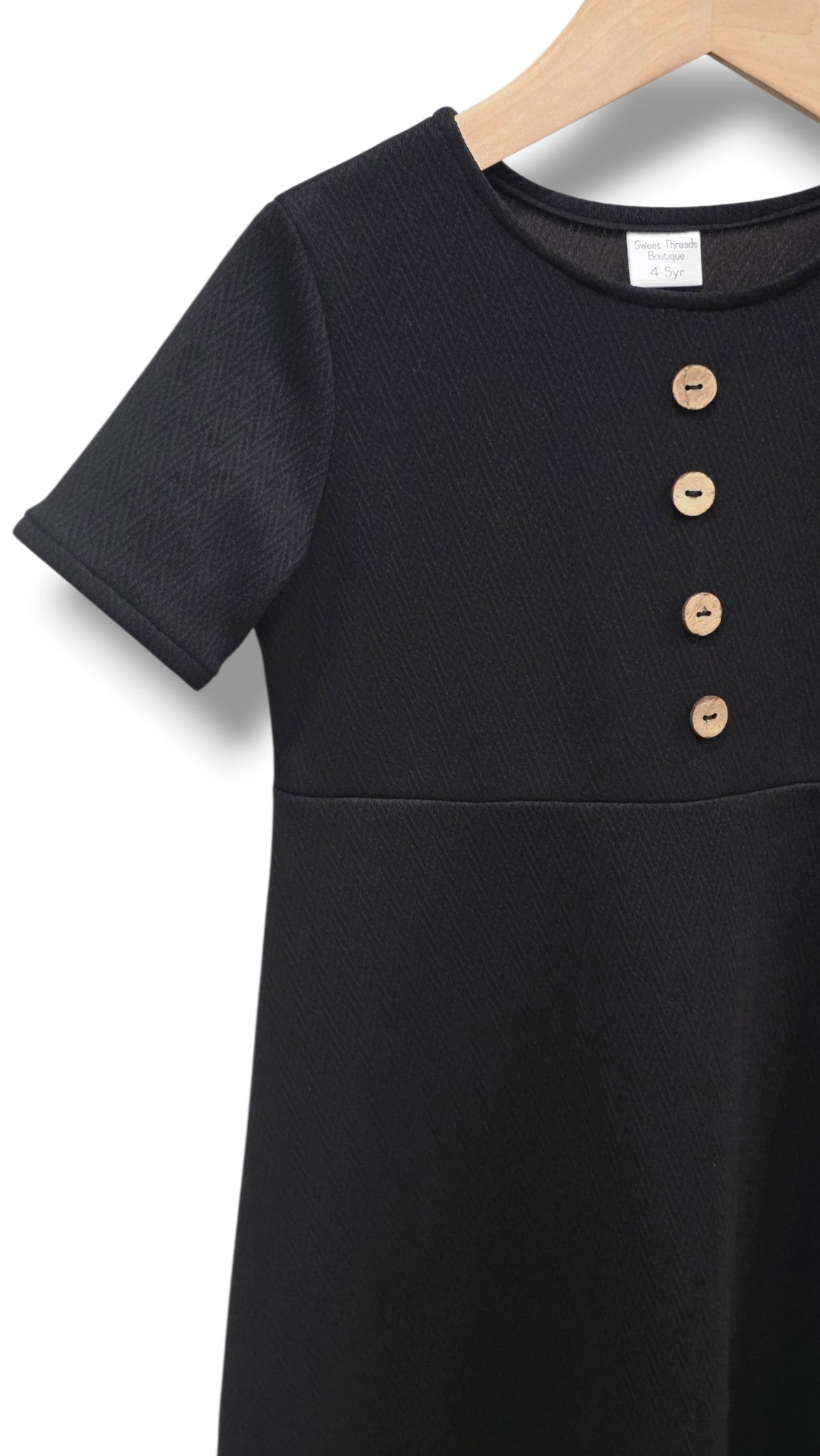 4-5 Yr Solid Knit Black Dress