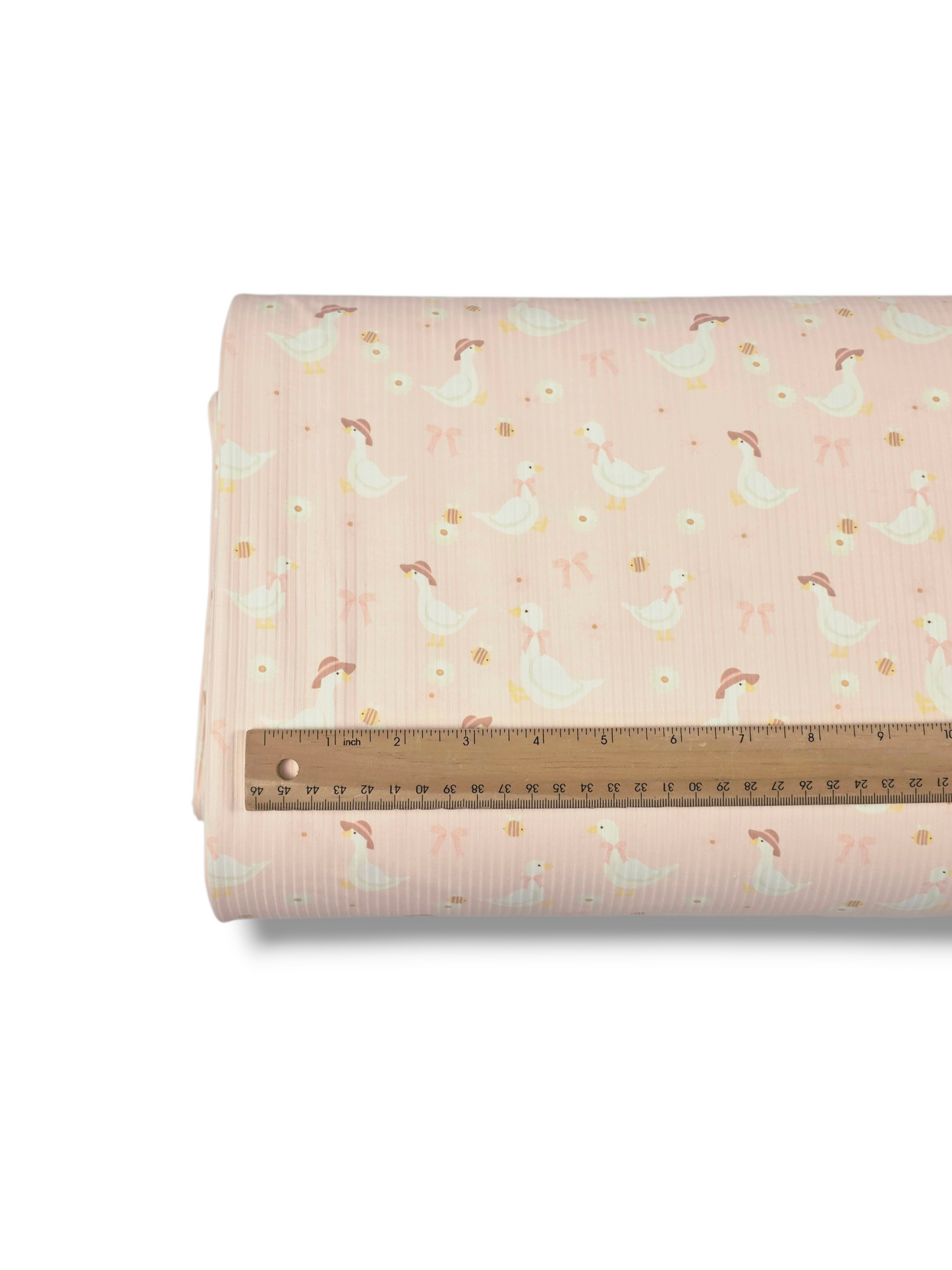 * Unique Design * Willow Ribbed Knit Little Ducklings Pale Pink
