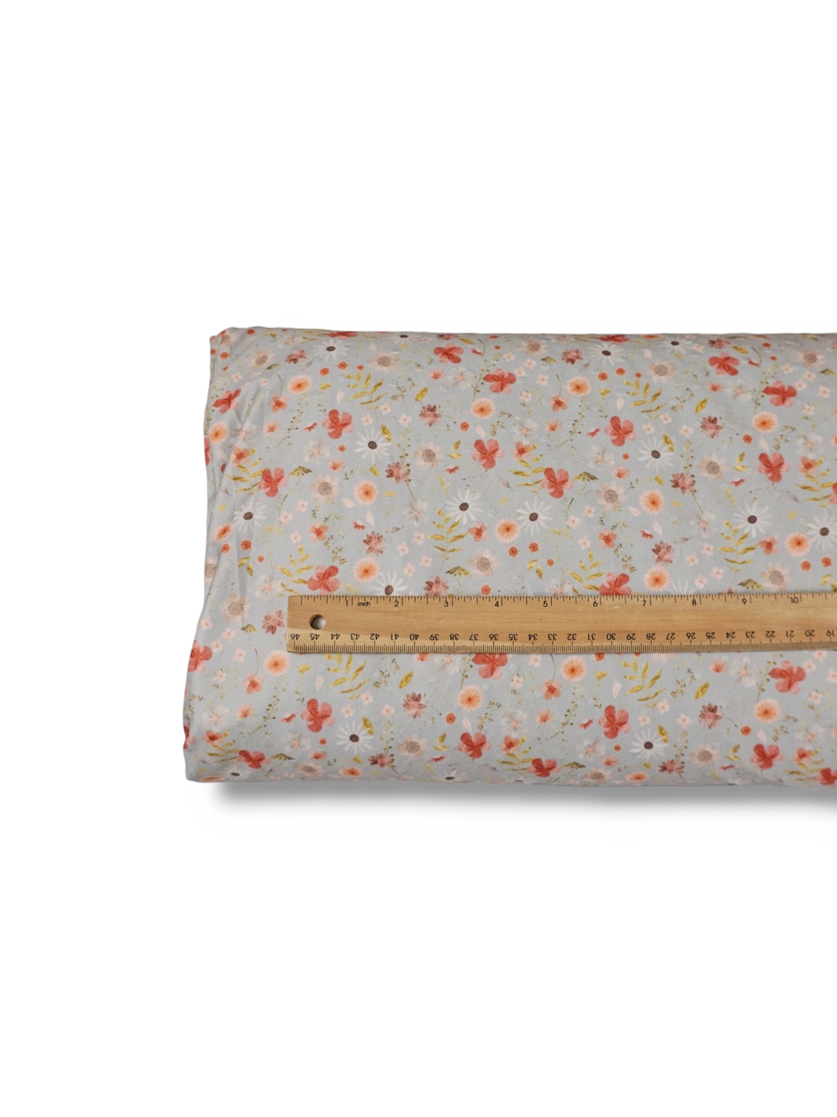 * Unique Design * Swiss Dot Knit Autumn Gold Blooms Vintage Blue