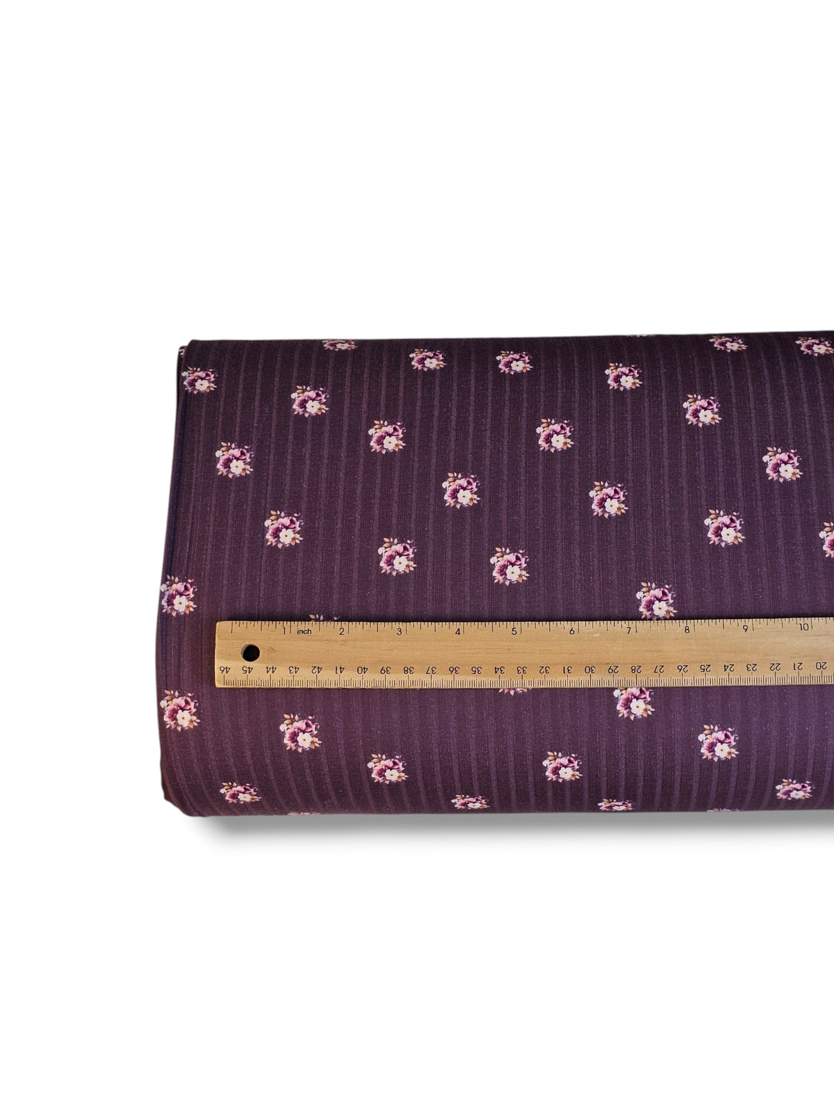 *Unique Design* Cotton Feel Ribbed Knit Petite Floral Plum
