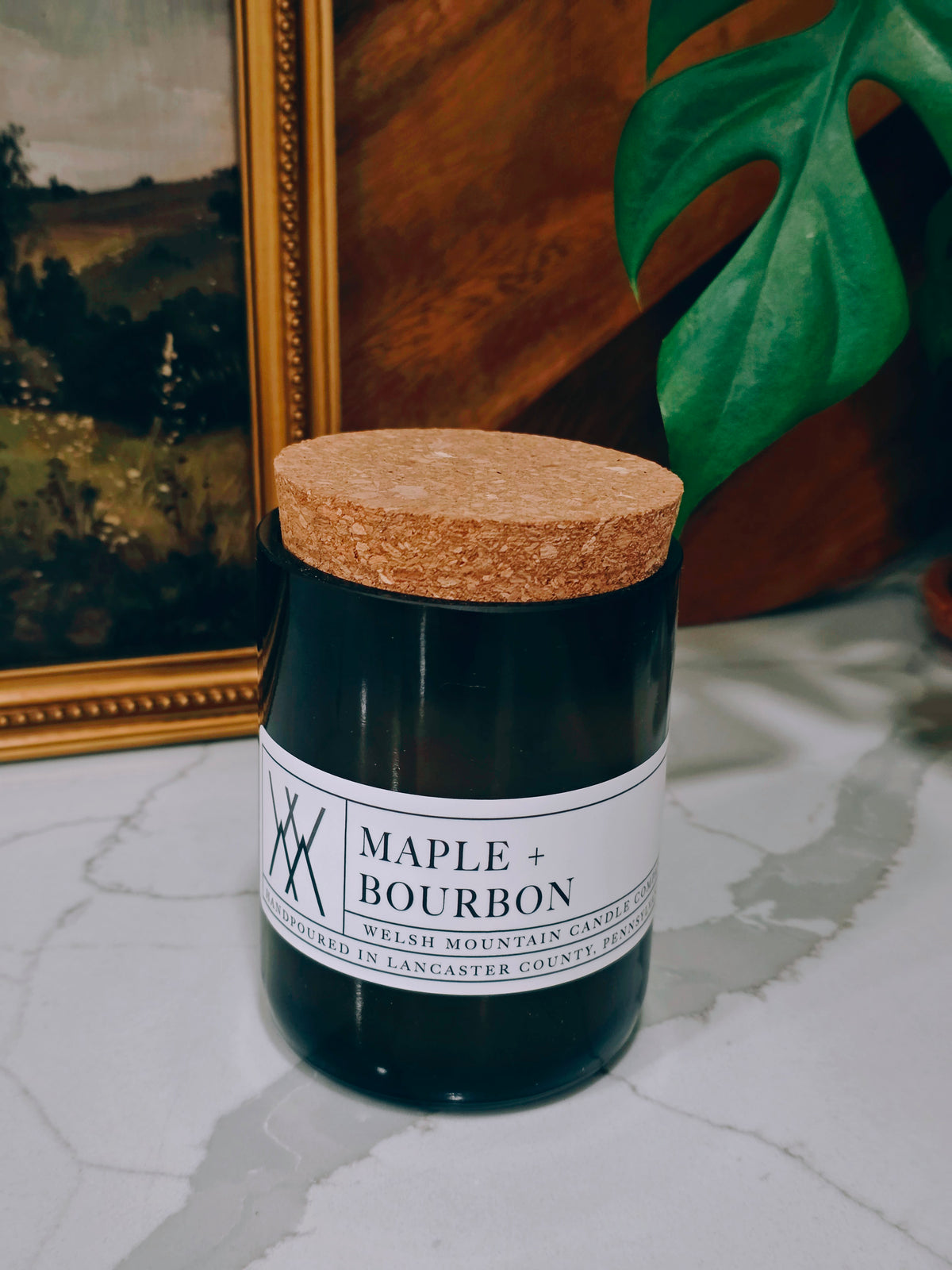 Maple+Bourbon Coconut Wax Amber Wine Bottle Candle 9 Oz