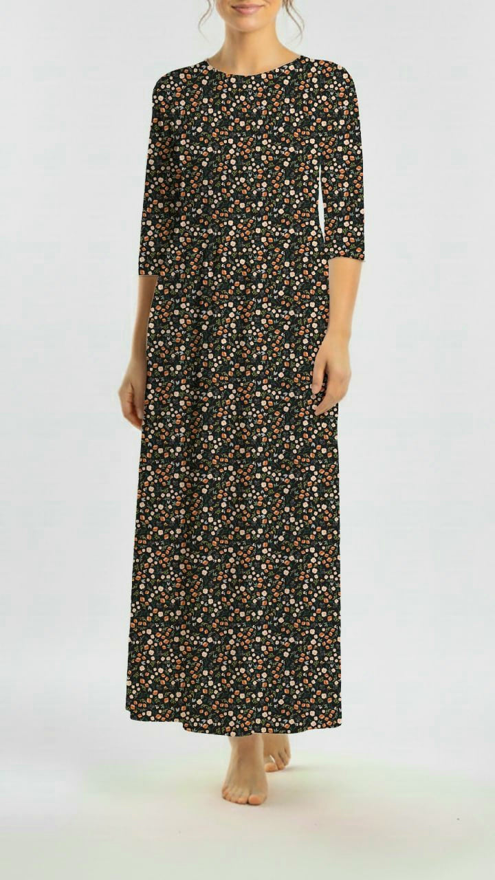 *Unique Design* Crinkled Crepe Petite Cocoa Floral Black