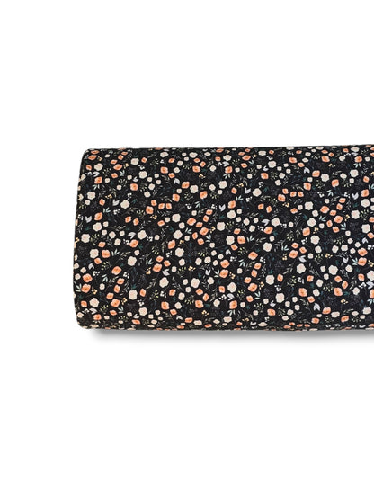 *Unique Design* Crinkled Crepe Petite Cocoa Floral Black