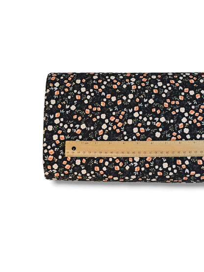 *Unique Design* Crinkled Crepe Petite Cocoa Floral Black
