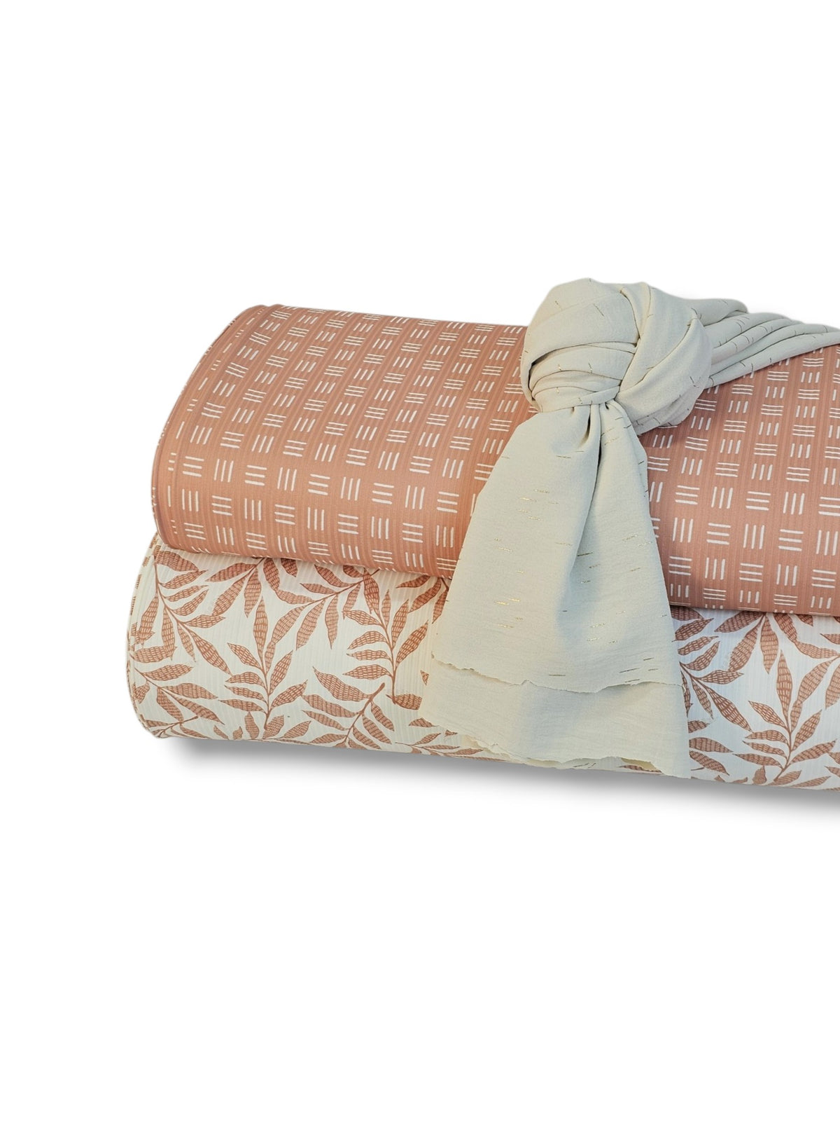 *Unique Design* Willow Ribbed Knit Leafy Botanical Cream