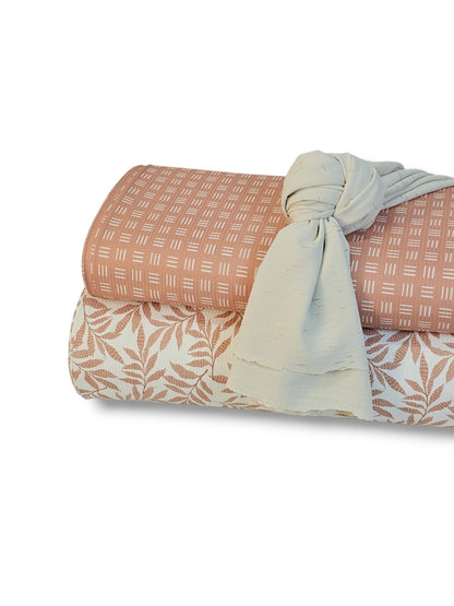 *Unique Design* Willow Ribbed Knit Leafy Botanical Cream
