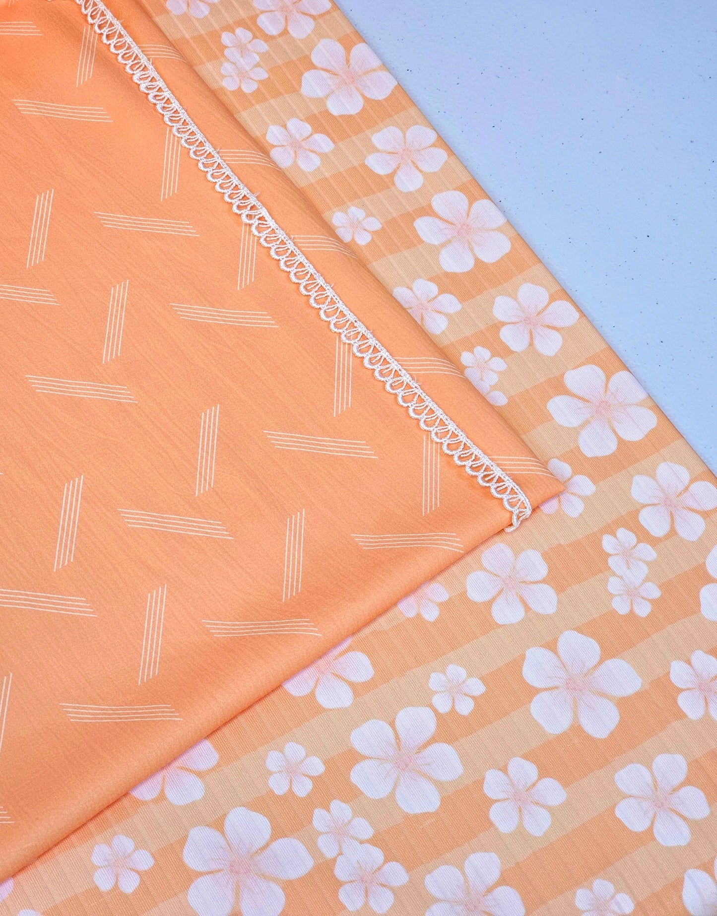 *Unique Design* Cloud Poly Orange Sherbet Lines 2 Yd