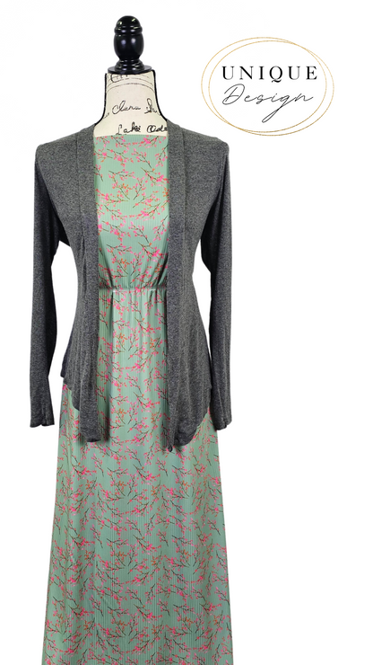 *Unique Design* Mini Poly Ribbed Knit Spring Blooms Mint