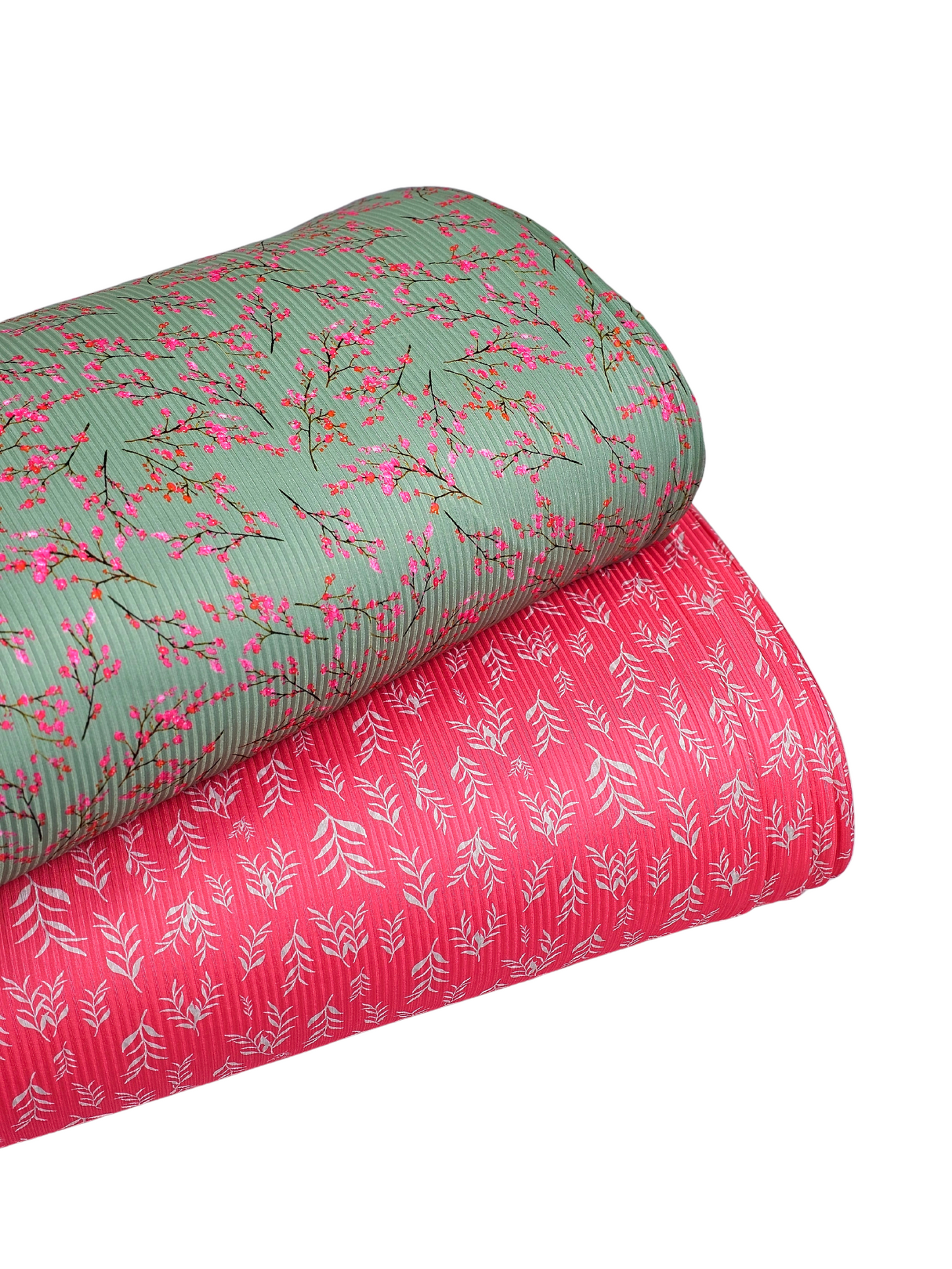 *Unique Design* Mini Poly Ribbed Knit Spring Blooms Mint