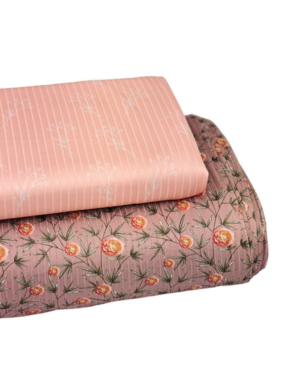 *Unique Design* Poly Ribbed Knit Floral Vineyard Whispers Rose