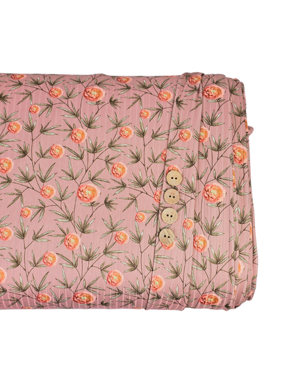 *Unique Design* Poly Ribbed Knit Floral Vineyard Whispers Rose