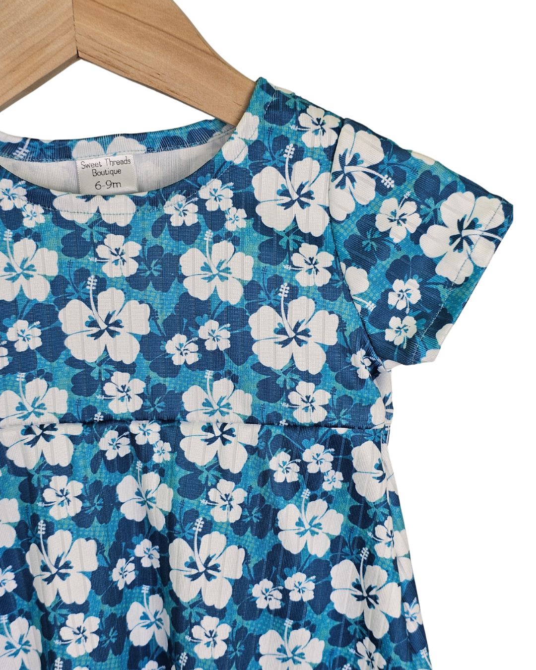 Aqua & Teal Tropical Floral Dress 6-9 Mo.