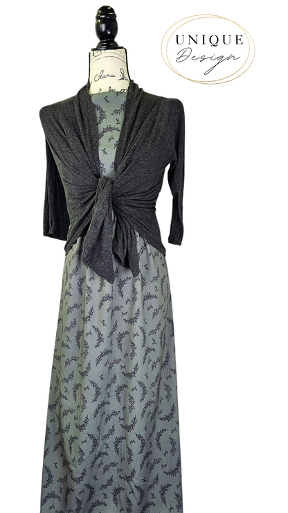 *Unique Design* Poly Slub Midnight Vines Misty Sage