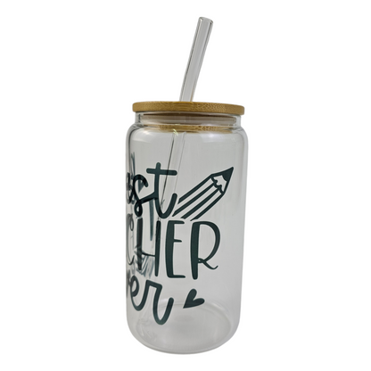 Glass Coffee Cup Best Teacher Ever