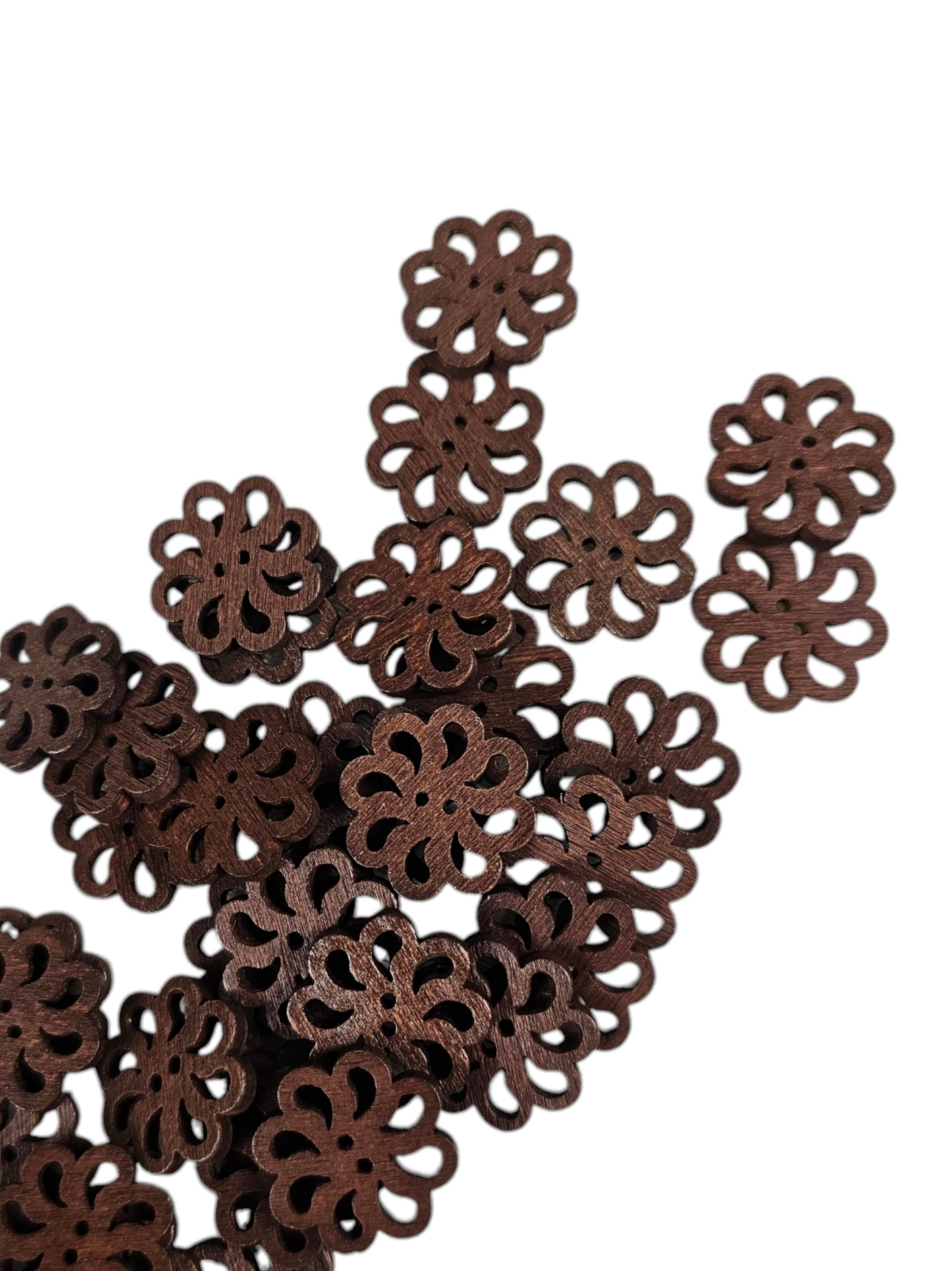 Dark Brown Wooden Flower Button