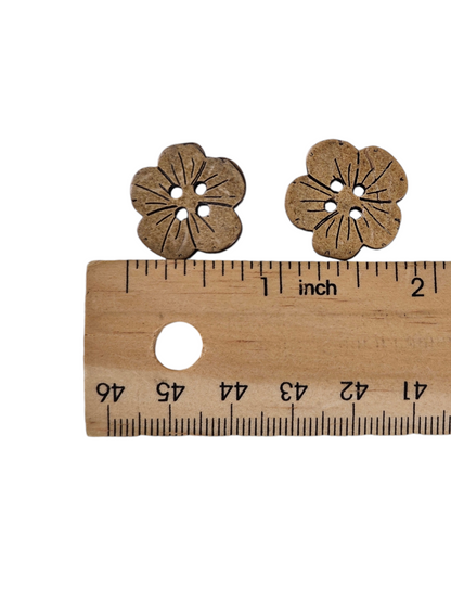 Wooden Brown Flower Buttons