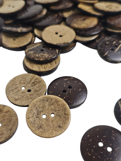 Wooden Brown Buttons 25mm