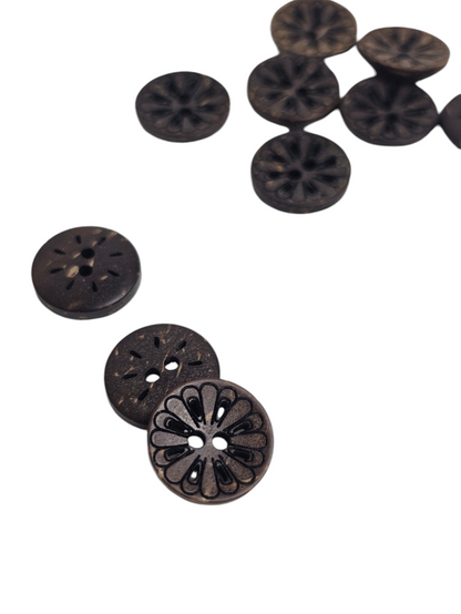 Wooden Buttons Round Flower