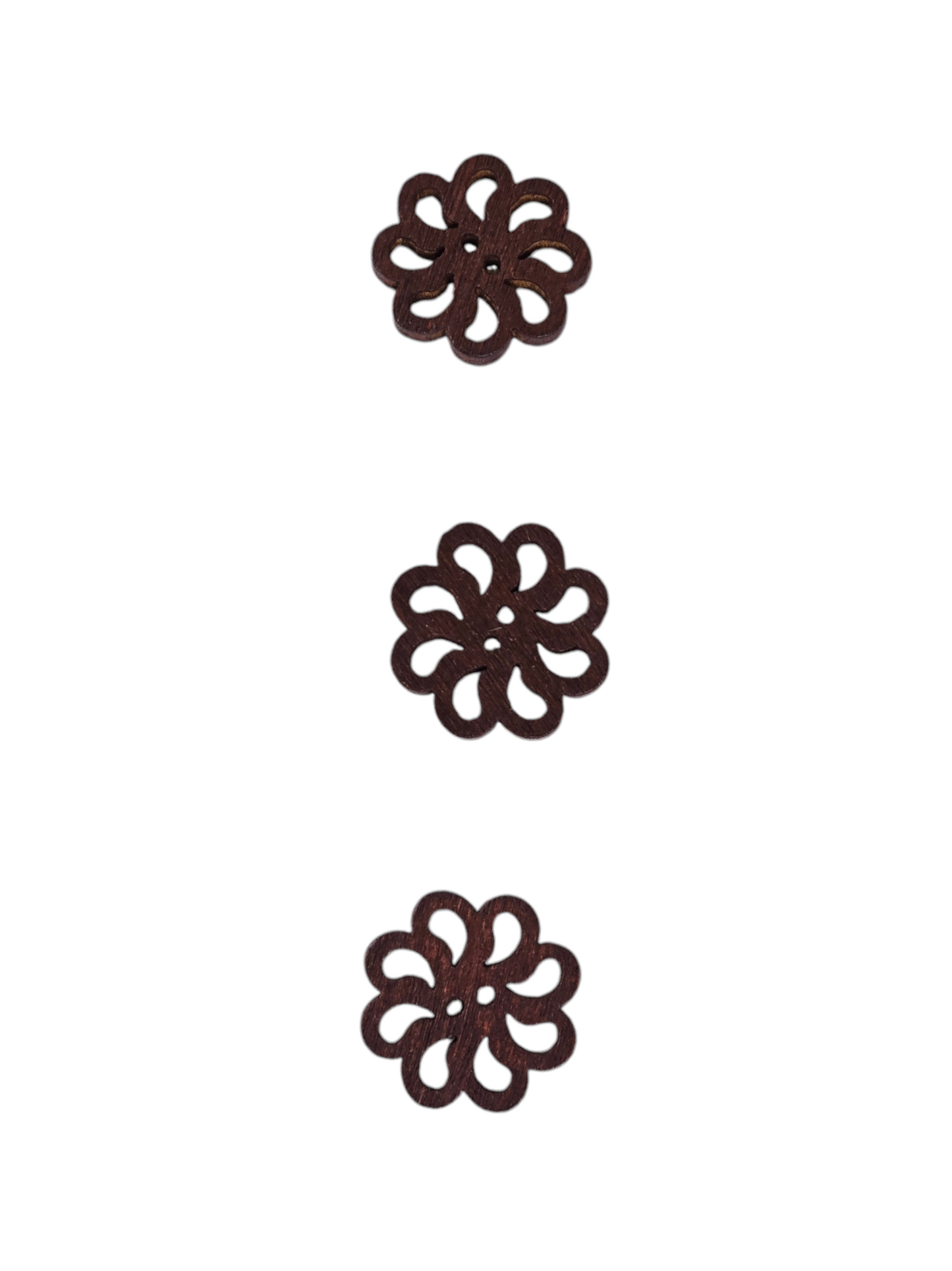 Dark Brown Wooden Flower Button