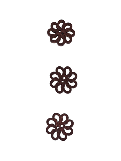 Dark Brown Wooden Flower Button