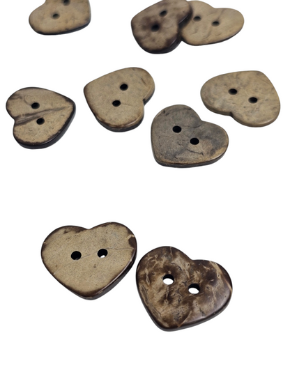 Wooden Buttons Large Hearts
