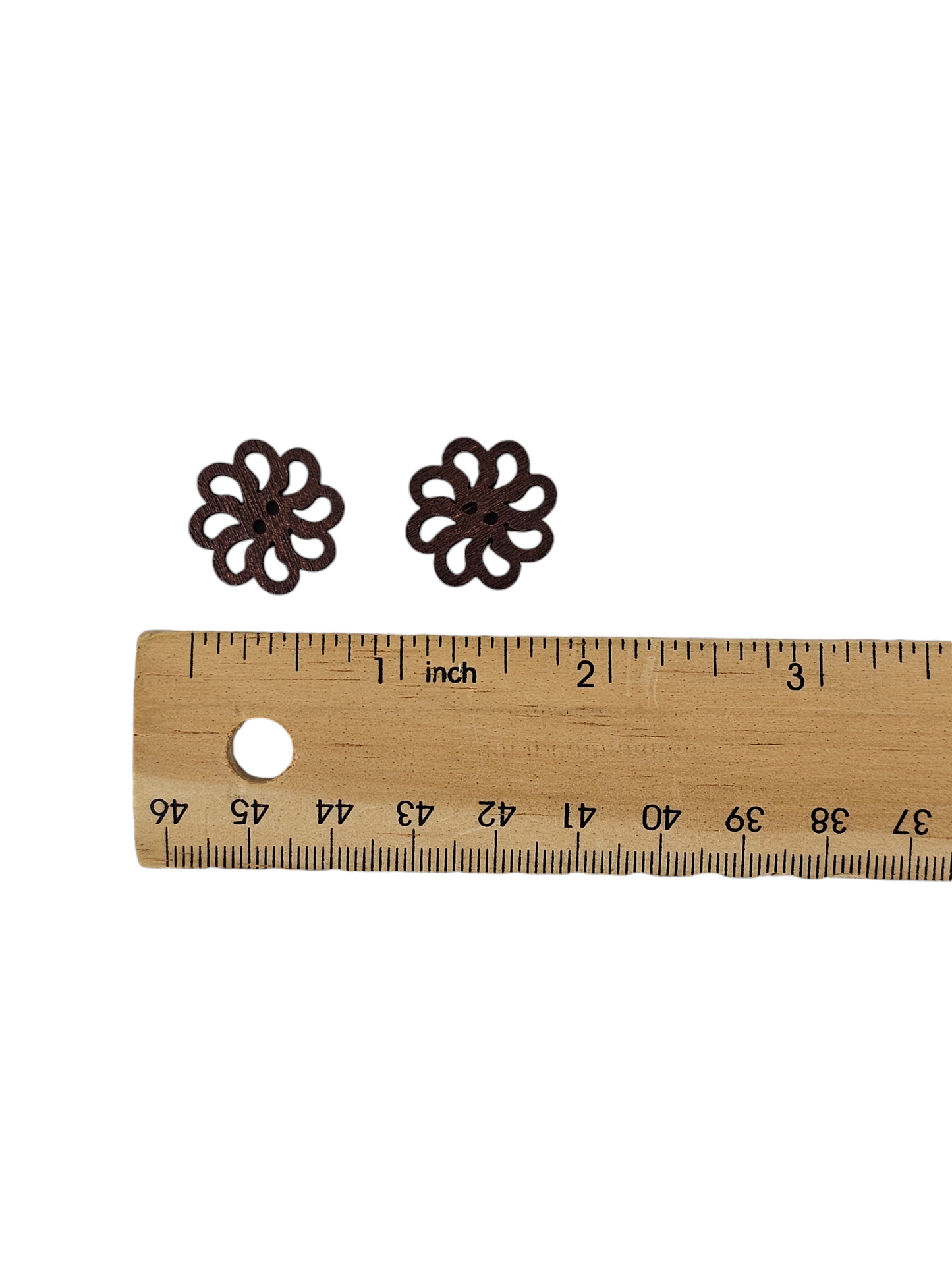 Dark Brown Wooden Flower Button