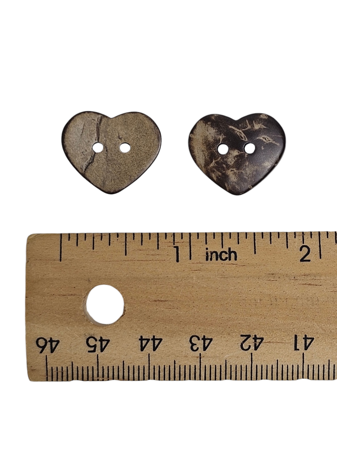 Wooden Buttons Large Hearts