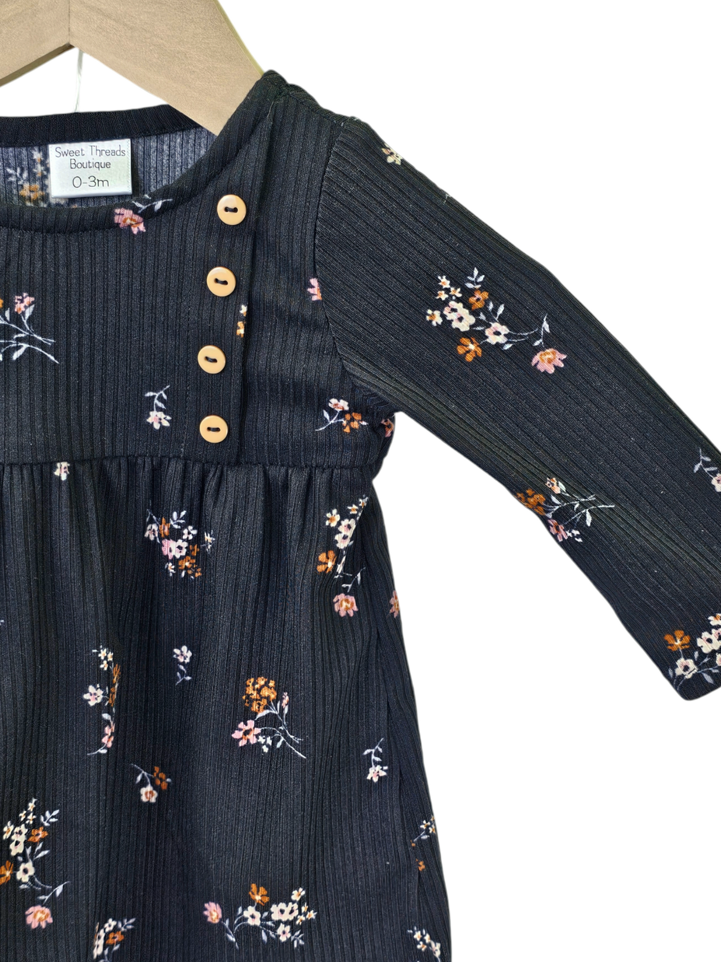 0-3 Month Dress Mini Poly Ribbed Knit Fall Floral