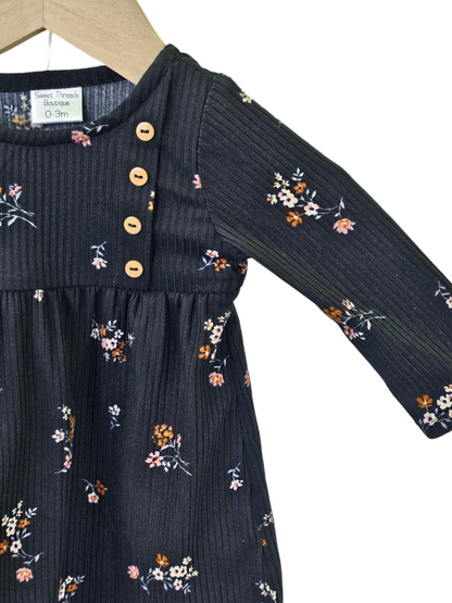 0-3 Month Dress Mini Poly Ribbed Knit Fall Floral