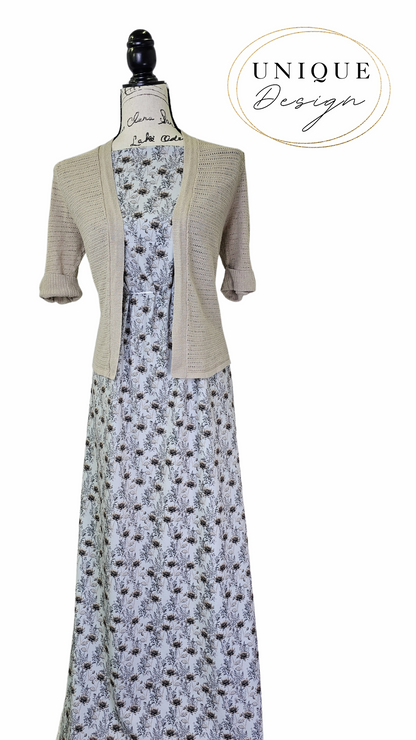 *Unique Design* Cloud Poly Misty Tan Flora Light Blue