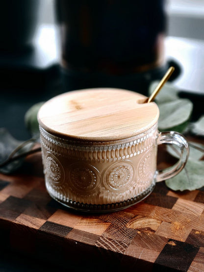 Vintage Glass Coffee Cup w/ Gold Spoon