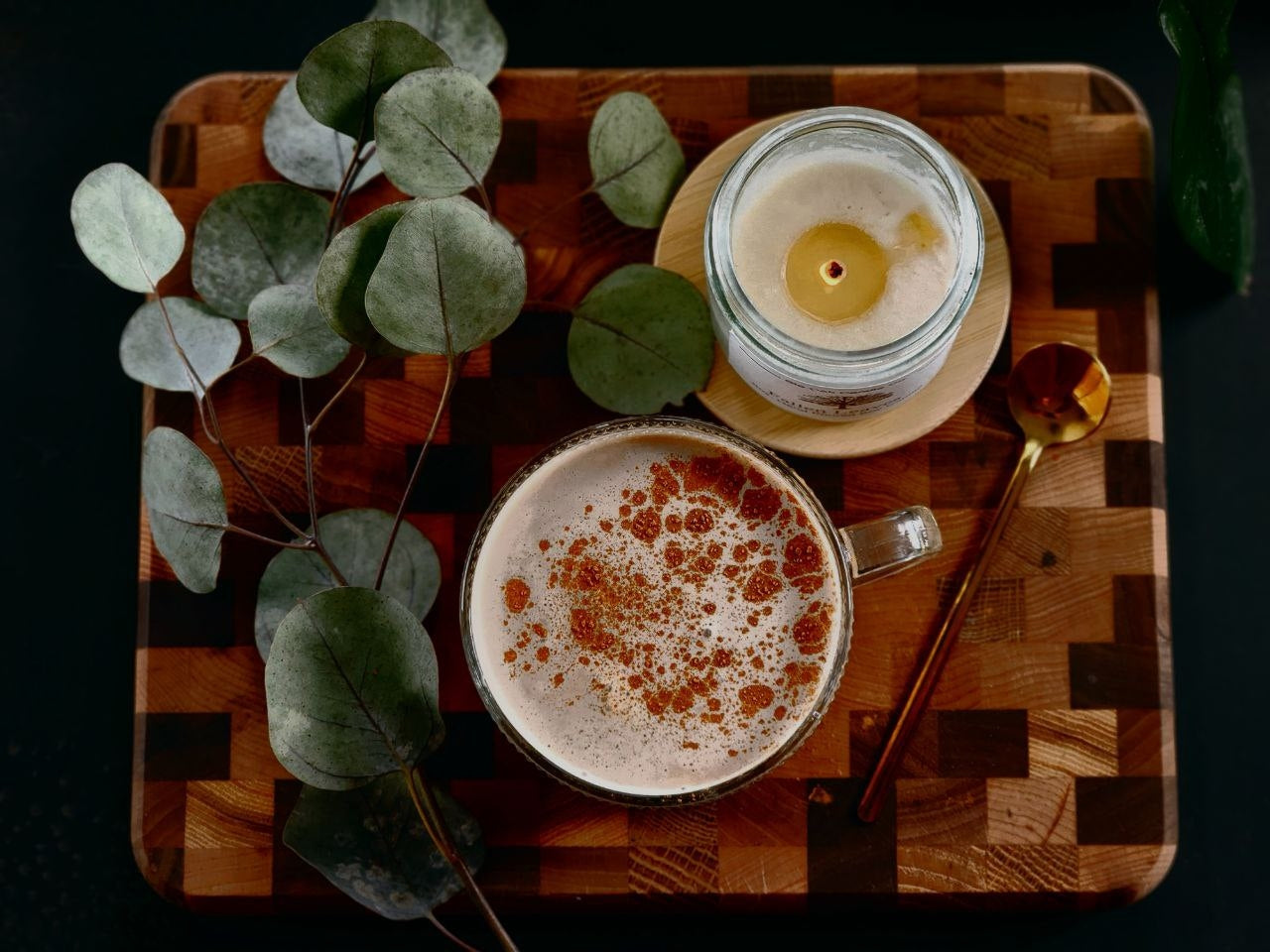 Vintage Glass Coffee Cup w/ Gold Spoon