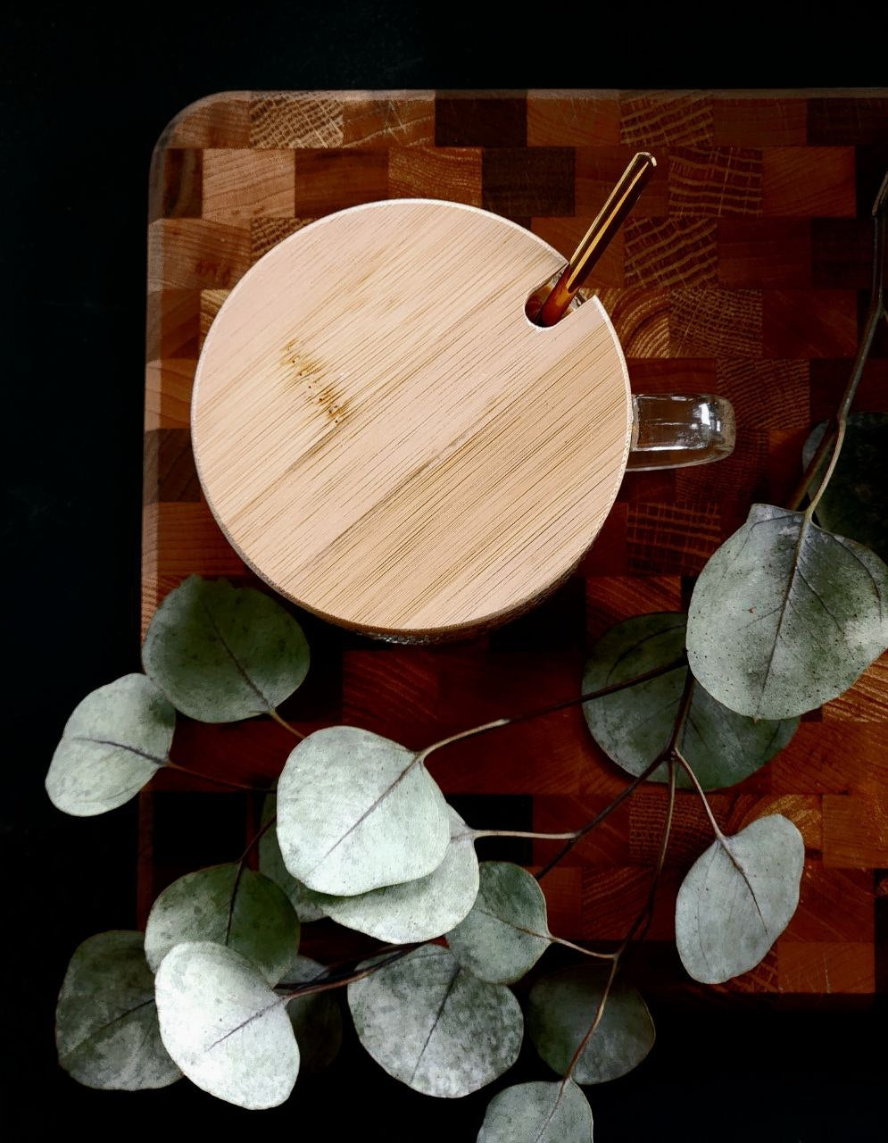 Vintage Glass Coffee Cup w/ Gold Spoon