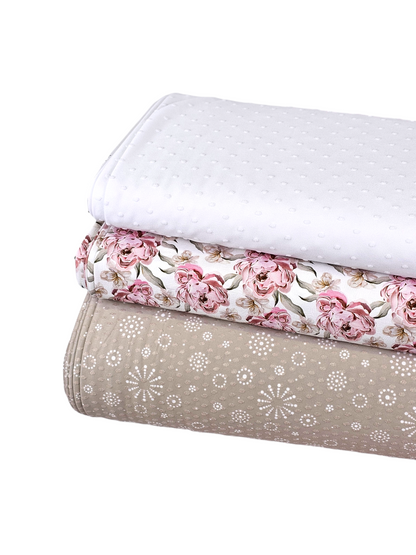 *Unique Design* Swiss Dot Knit Snowflake Symphony Beige