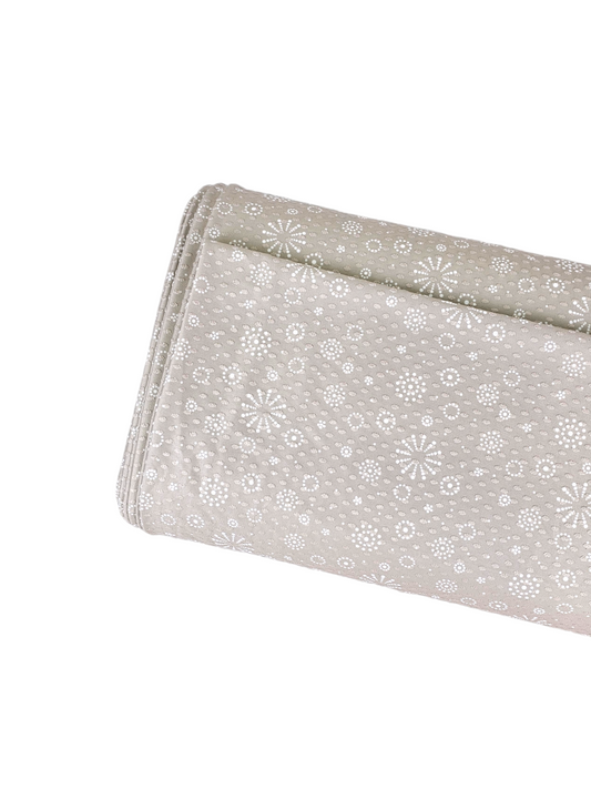 *Unique Design* Swiss Dot Knit Snowflake Symphony Beige