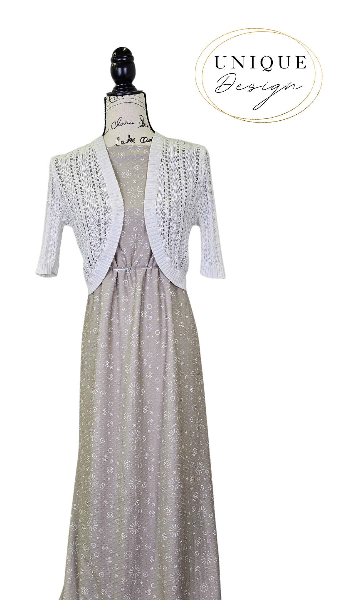 *Unique Design* Swiss Dot Knit Snowflake Symphony Beige