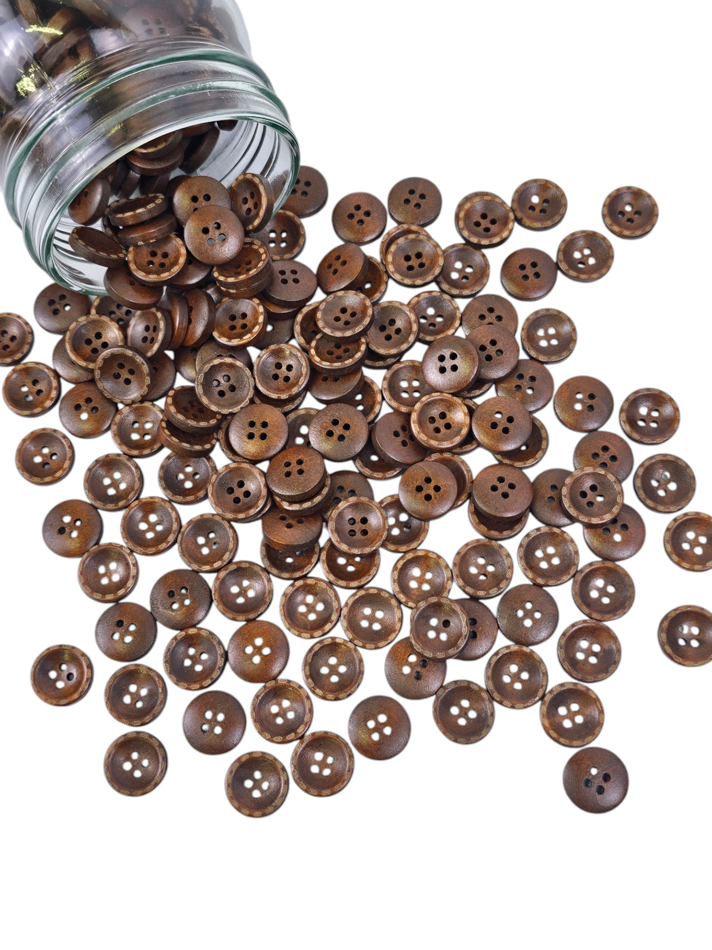 Wooden Button 15mm Stitching Detail